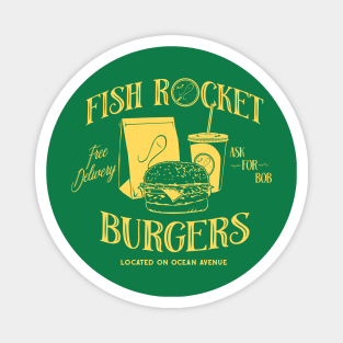 Fish Rocket Burgers yellow Magnet